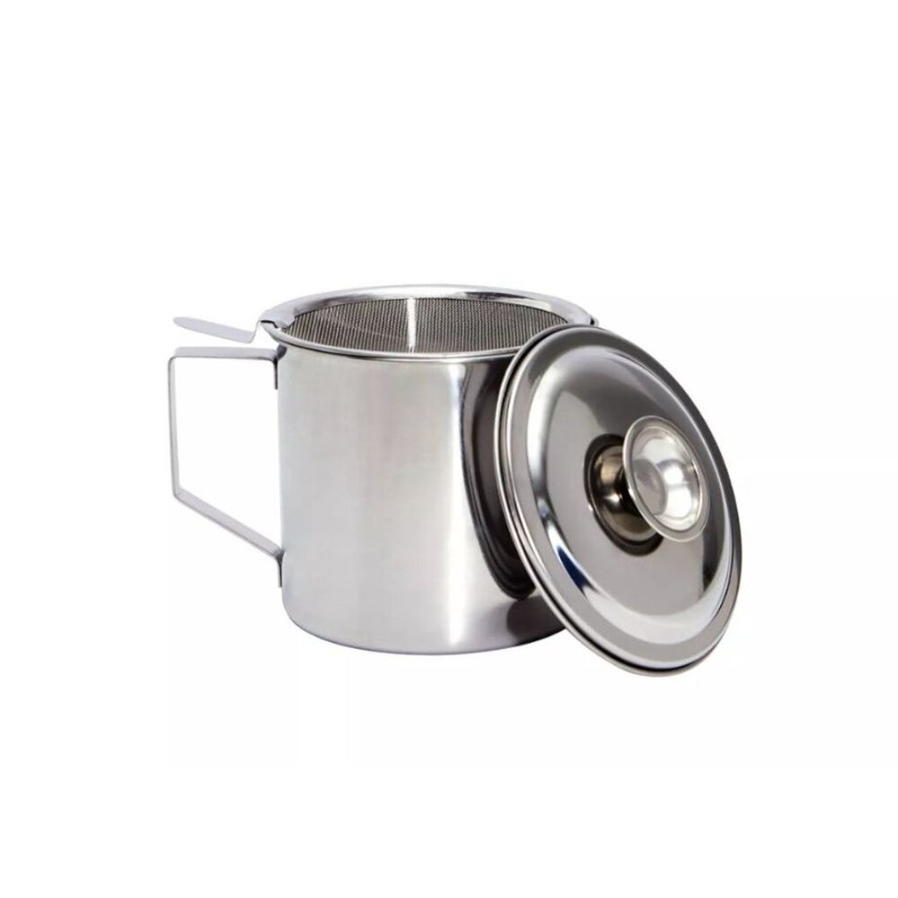 Sleek Silver Oil Storage Can with Lid